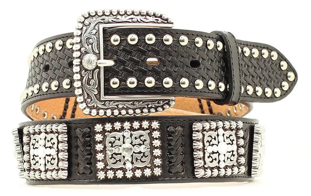 1 1/2'' Rawhide Lacing Square Concho Belt