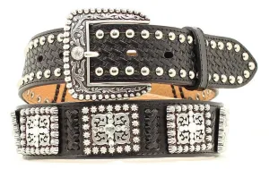 1 1/2'' Rawhide Lacing Square Concho Belt