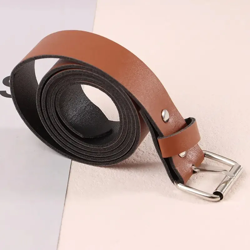 100CM PU Leather Belt Fashion Waist Belts Metal Pin Buckle Waistband Pants Decorative Belt For Jeans Clothing Accesories