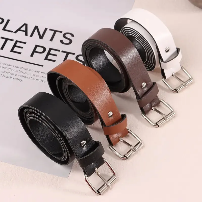 100CM PU Leather Belt Fashion Waist Belts Metal Pin Buckle Waistband Pants Decorative Belt For Jeans Clothing Accesories