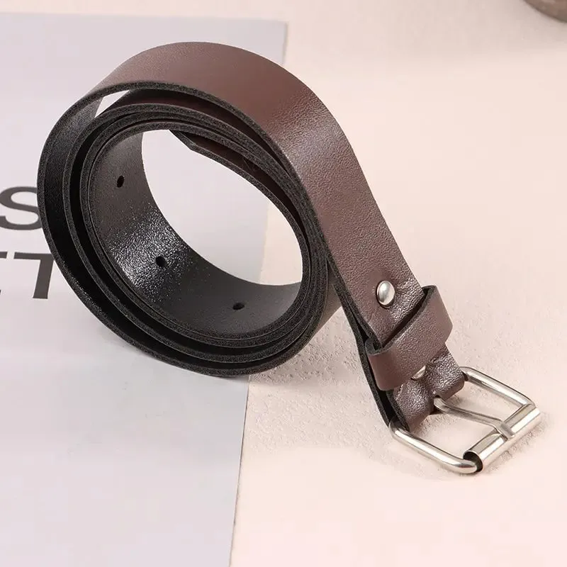 100CM PU Leather Belt Fashion Waist Belts Metal Pin Buckle Waistband Pants Decorative Belt For Jeans Clothing Accesories
