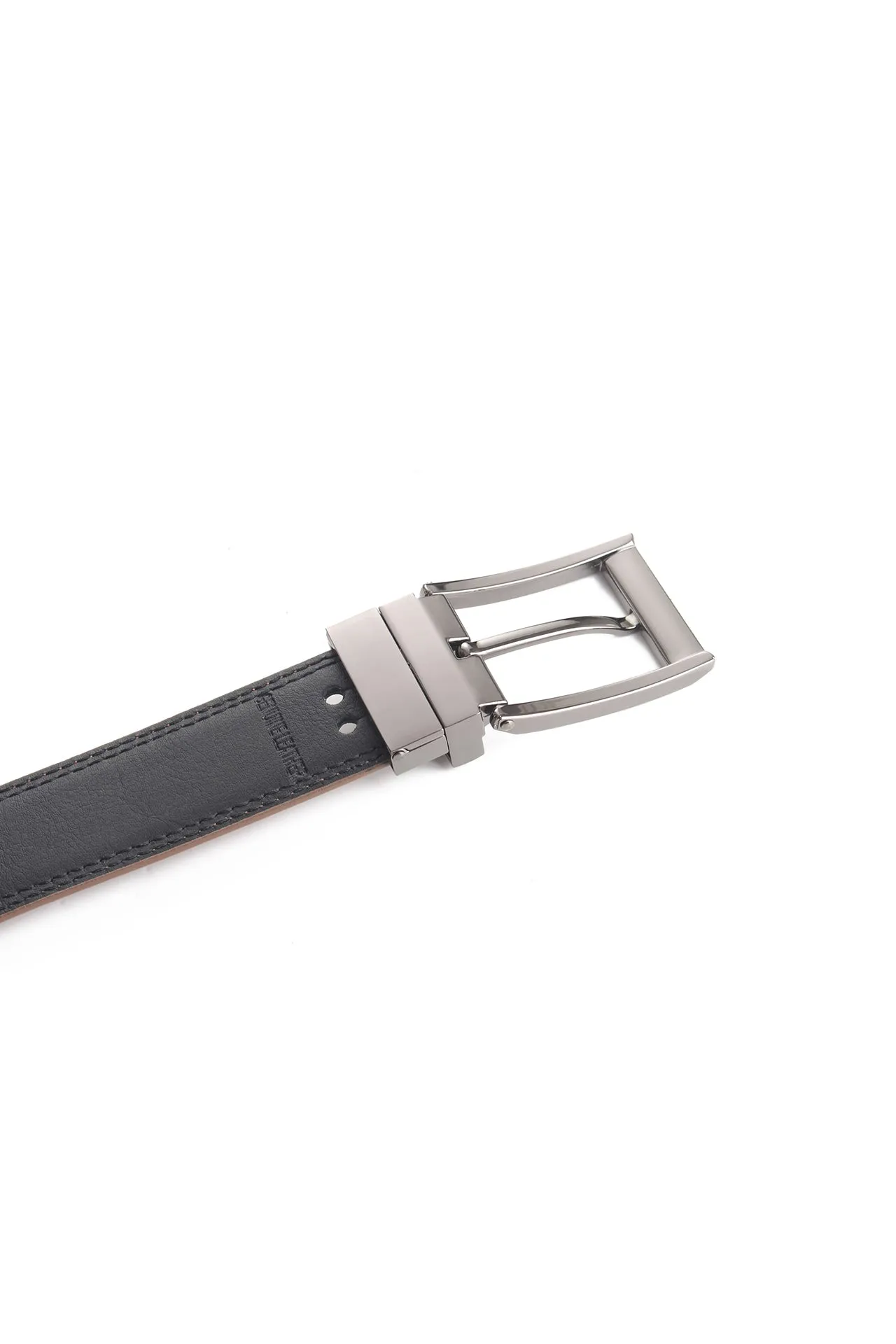 35mm Chocolate Genuine Split Leather Reversible Belt [Without Buckle]