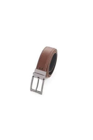 35mm Chocolate Genuine Split Leather Reversible Belt [Without Buckle]