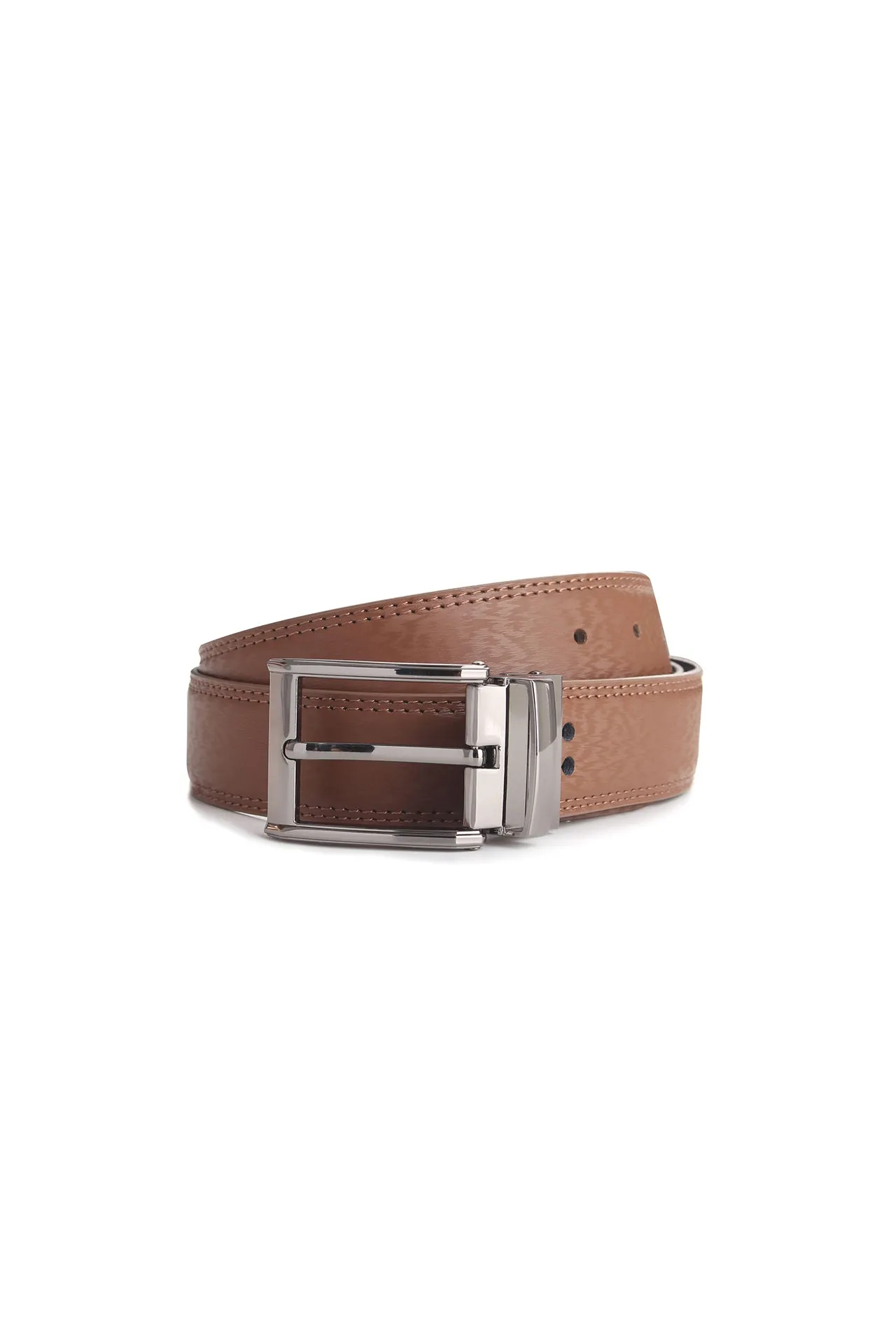 35mm Chocolate Genuine Split Leather Reversible Belt [Without Buckle]