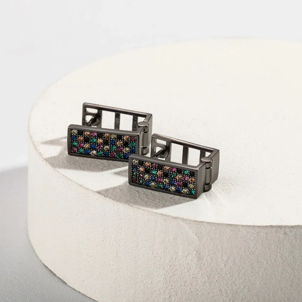 5mm Zircon Rectangle Drop Hip Hop Fashion Classic Earrings for Women