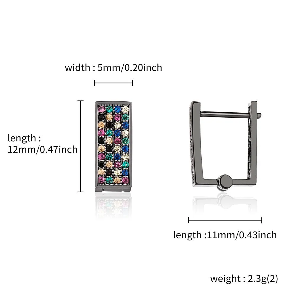 5mm Zircon Rectangle Drop Hip Hop Fashion Classic Earrings for Women