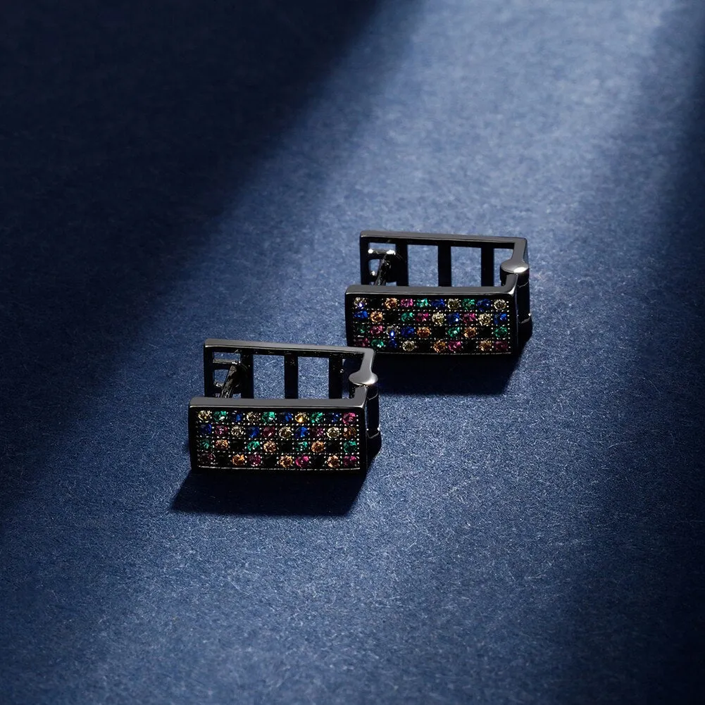 5mm Zircon Rectangle Drop Hip Hop Fashion Classic Earrings for Women