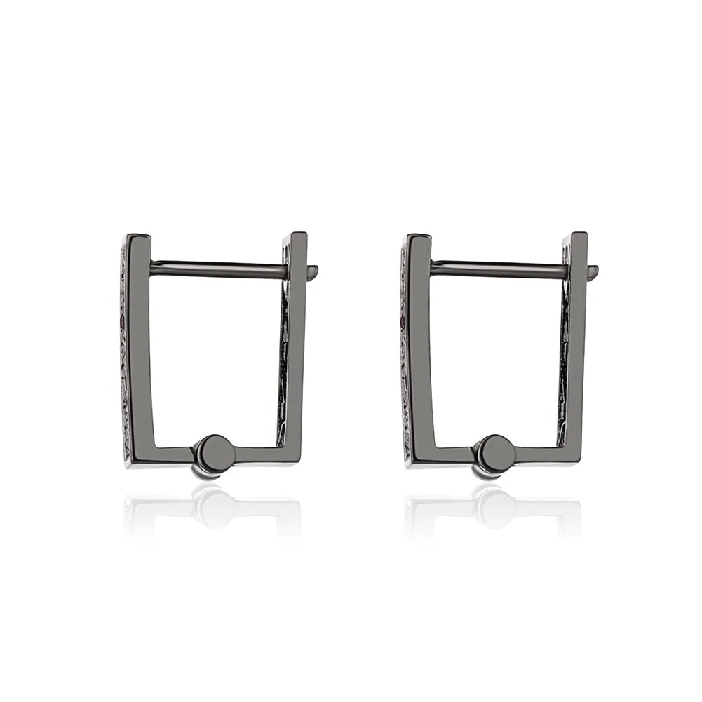 5mm Zircon Rectangle Drop Hip Hop Fashion Classic Earrings for Women