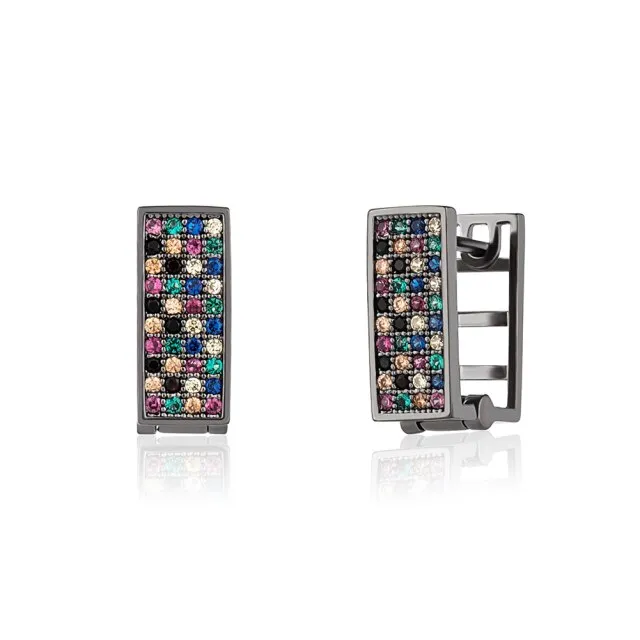 5mm Zircon Rectangle Drop Hip Hop Fashion Classic Earrings for Women