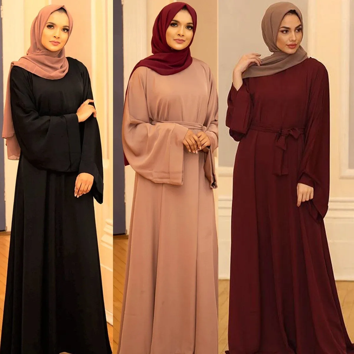 Arabic Style Woven Fabric Muslim Women's Prayer Garment Outside Wear Abaya