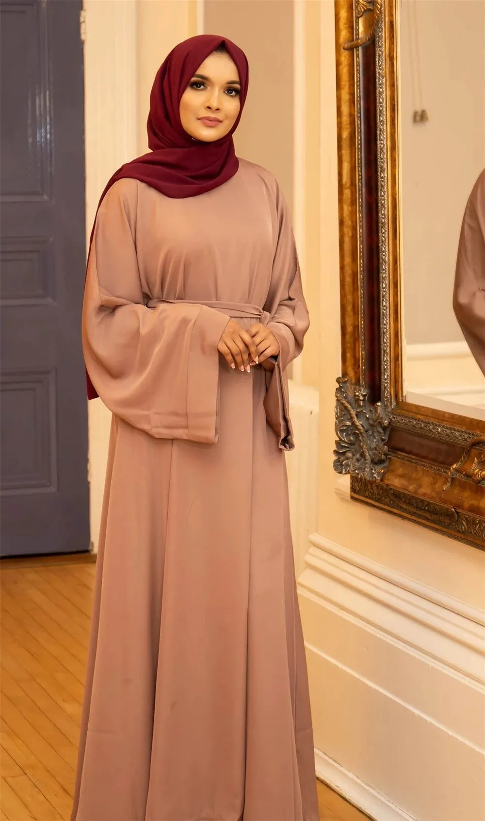 Arabic Style Woven Fabric Muslim Women's Prayer Garment Outside Wear Abaya