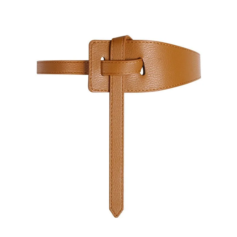 Assymmetry Faux Leather Self Tie Thin Knot Waist Belt