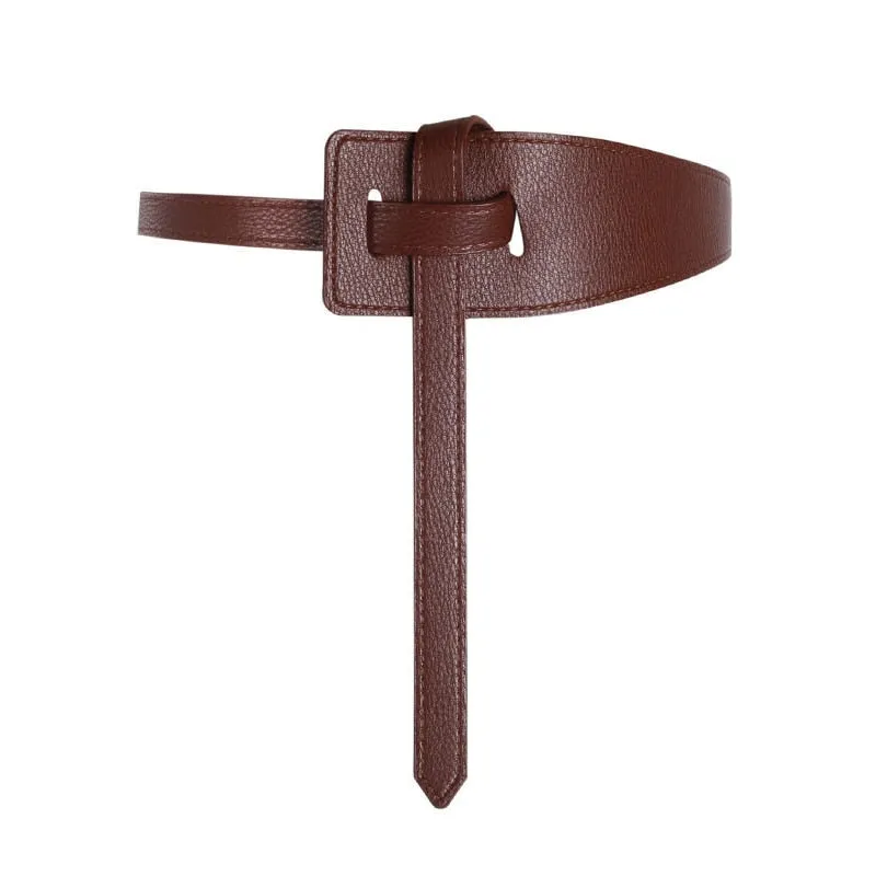 Assymmetry Faux Leather Self Tie Thin Knot Waist Belt