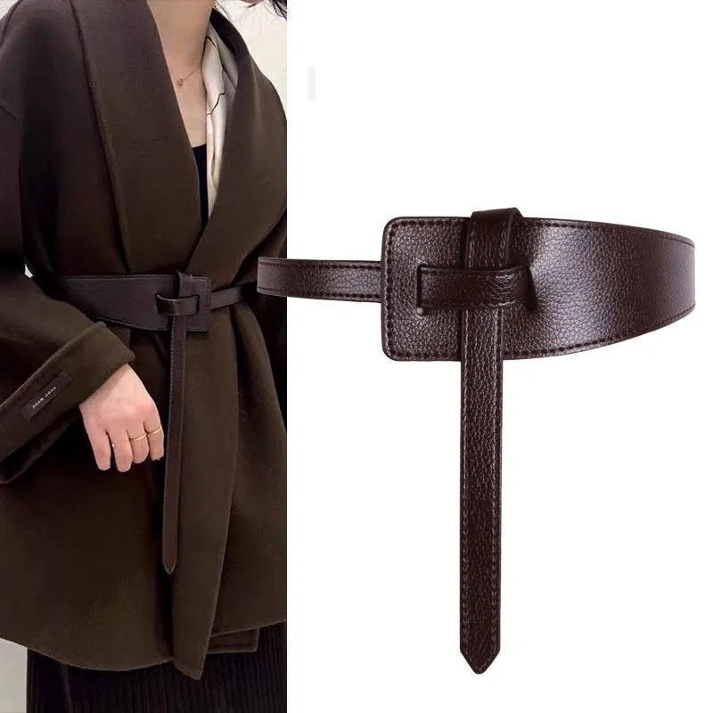 Assymmetry Faux Leather Self Tie Thin Knot Waist Belt
