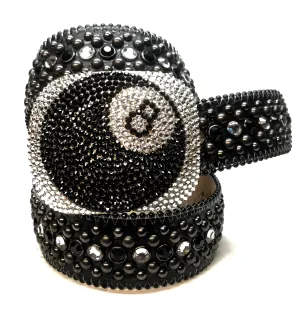 b.b. Simon Classic '8 Ball' Black Crystal Belt