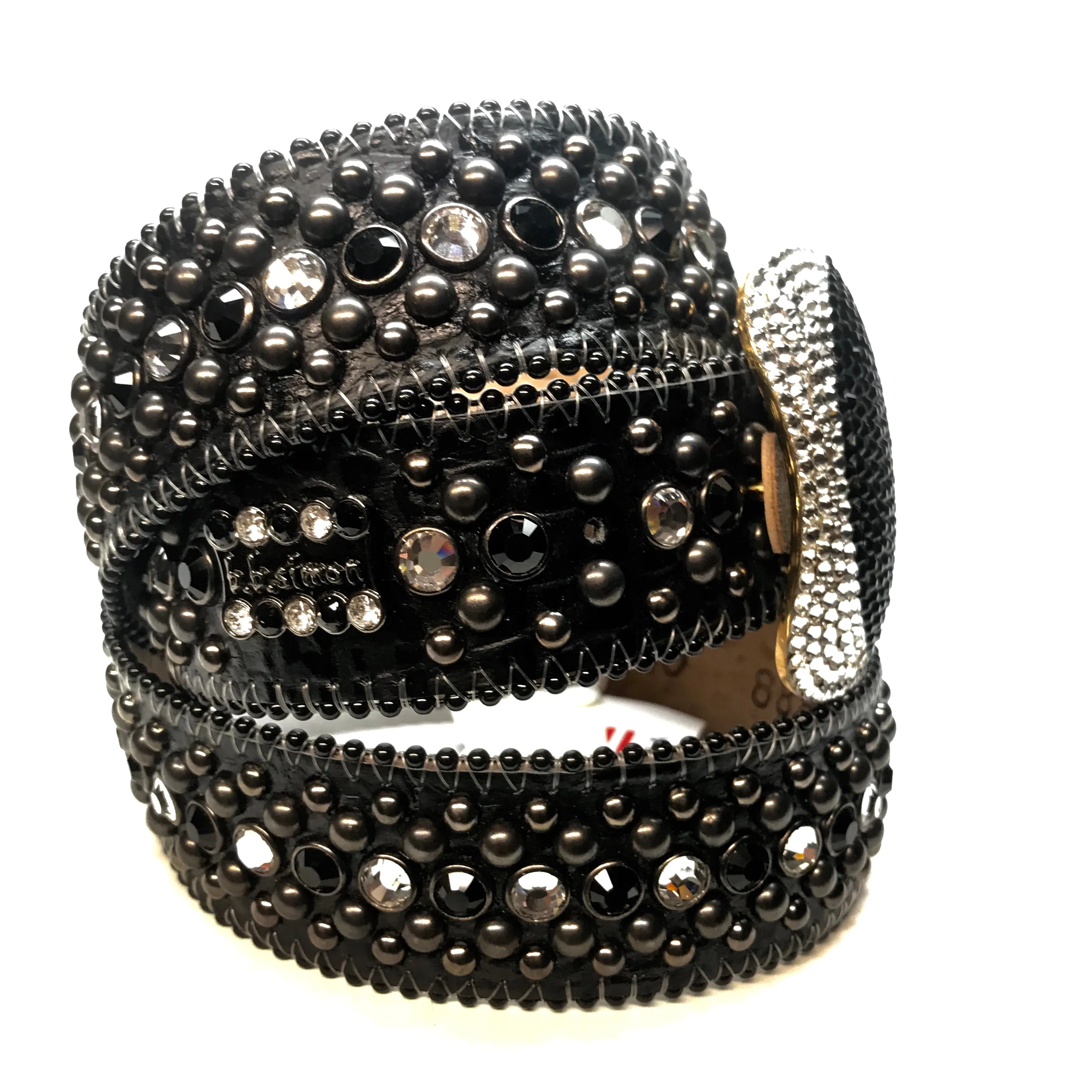 b.b. Simon Classic '8 Ball' Black Crystal Belt