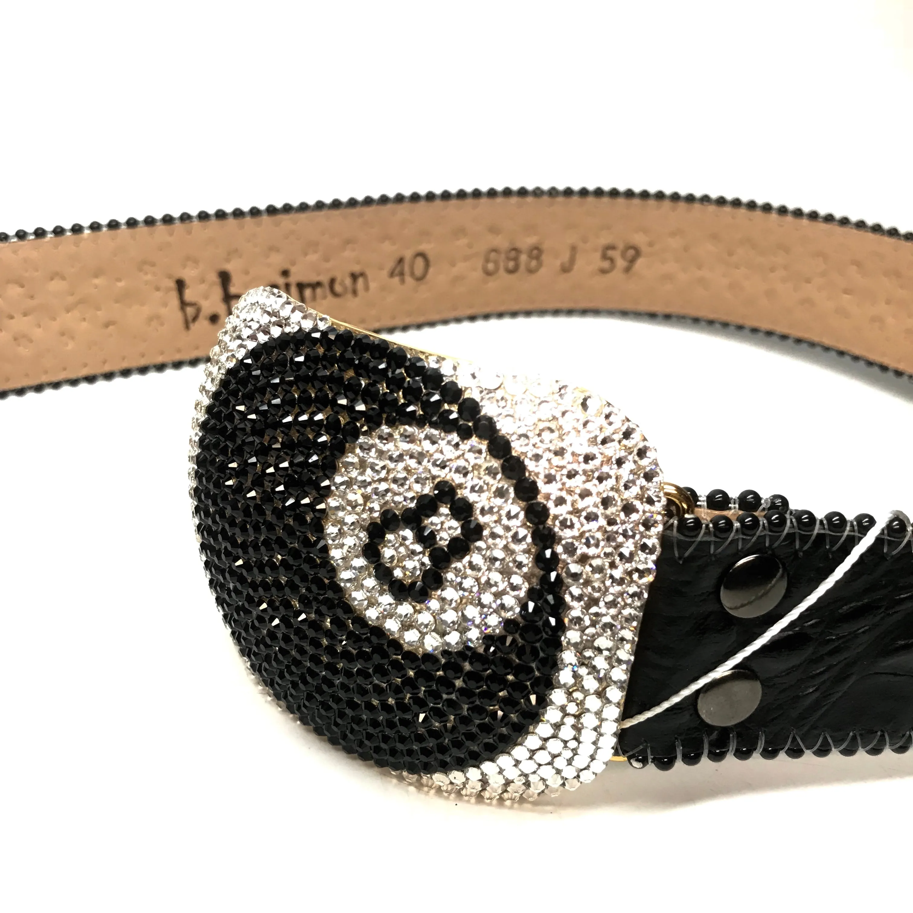 b.b. Simon Classic '8 Ball' Black Crystal Belt