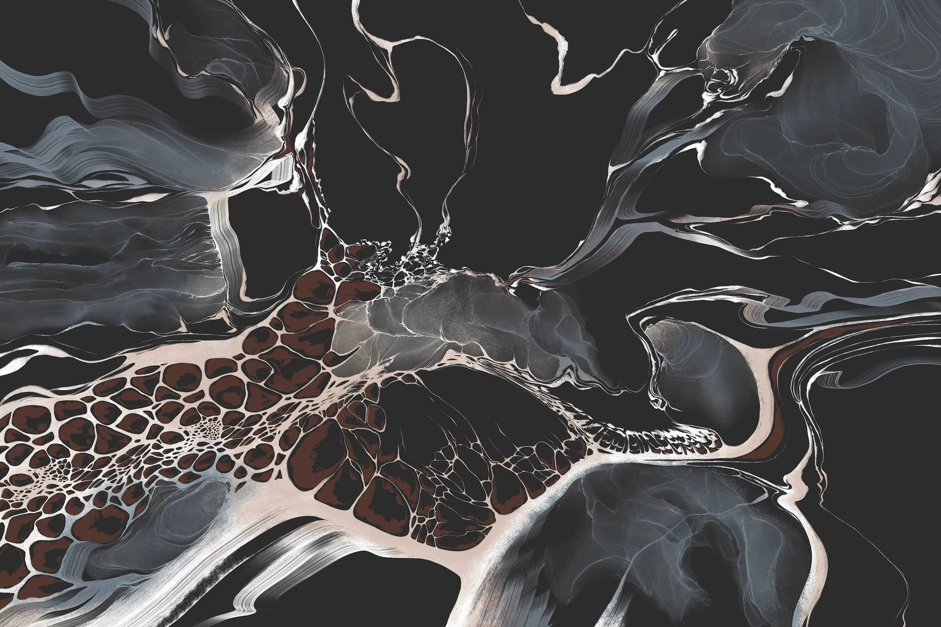 Bespoke Black Marble Wall Mural – Modern Fluid Art Wallpaper
