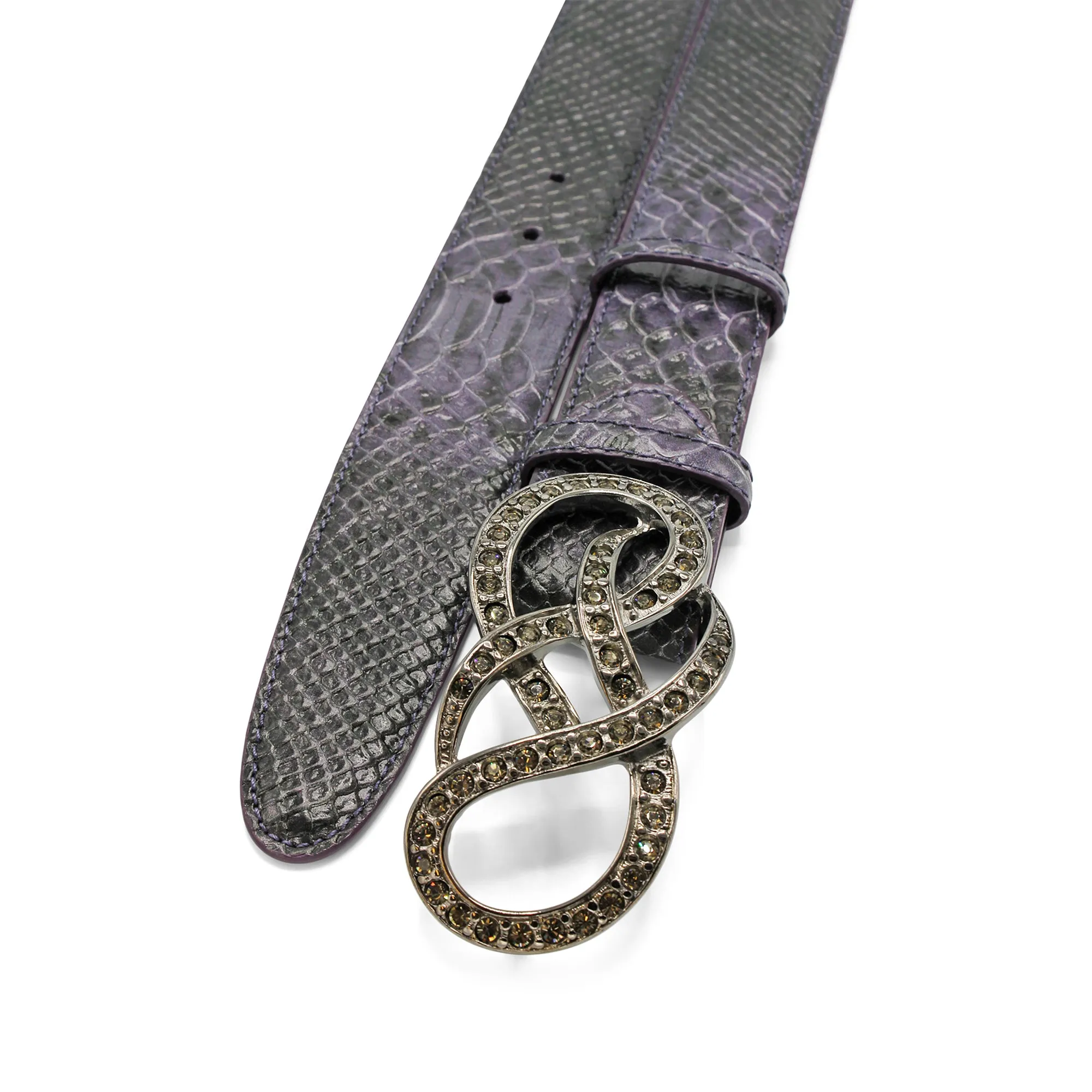 Blackberry Mock Python Effect Crystal Knot Belt