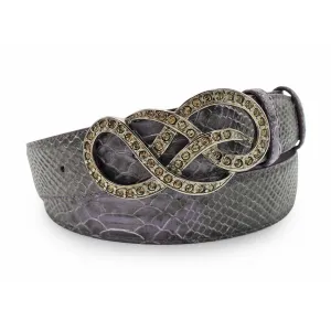 Blackberry Mock Python Effect Crystal Knot Belt