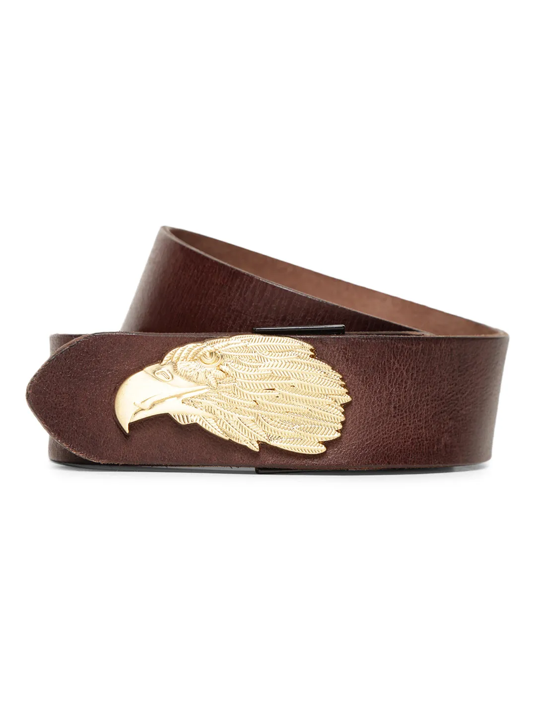 Brown Plain Belt With Eagle-shaped Metal Buckle By Art N Vintage
