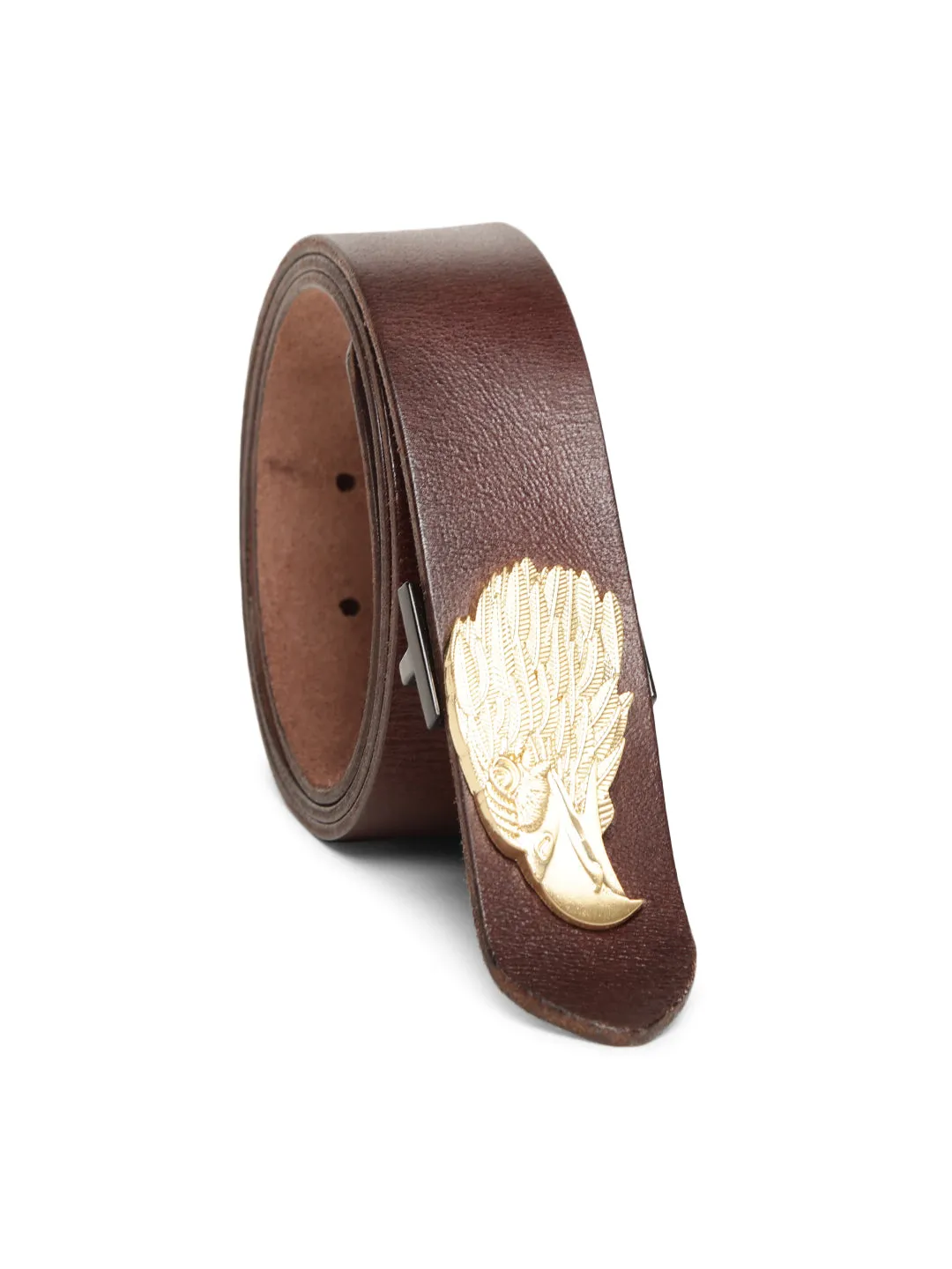 Brown Plain Belt With Eagle-shaped Metal Buckle By Art N Vintage