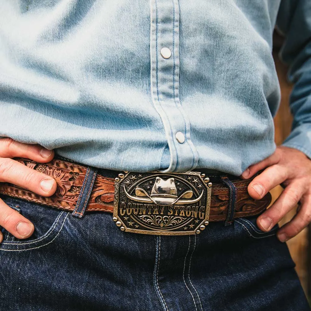 Country Strong Attitude Buckle by Montana Silversmiths for Bourbon Cowgirl
