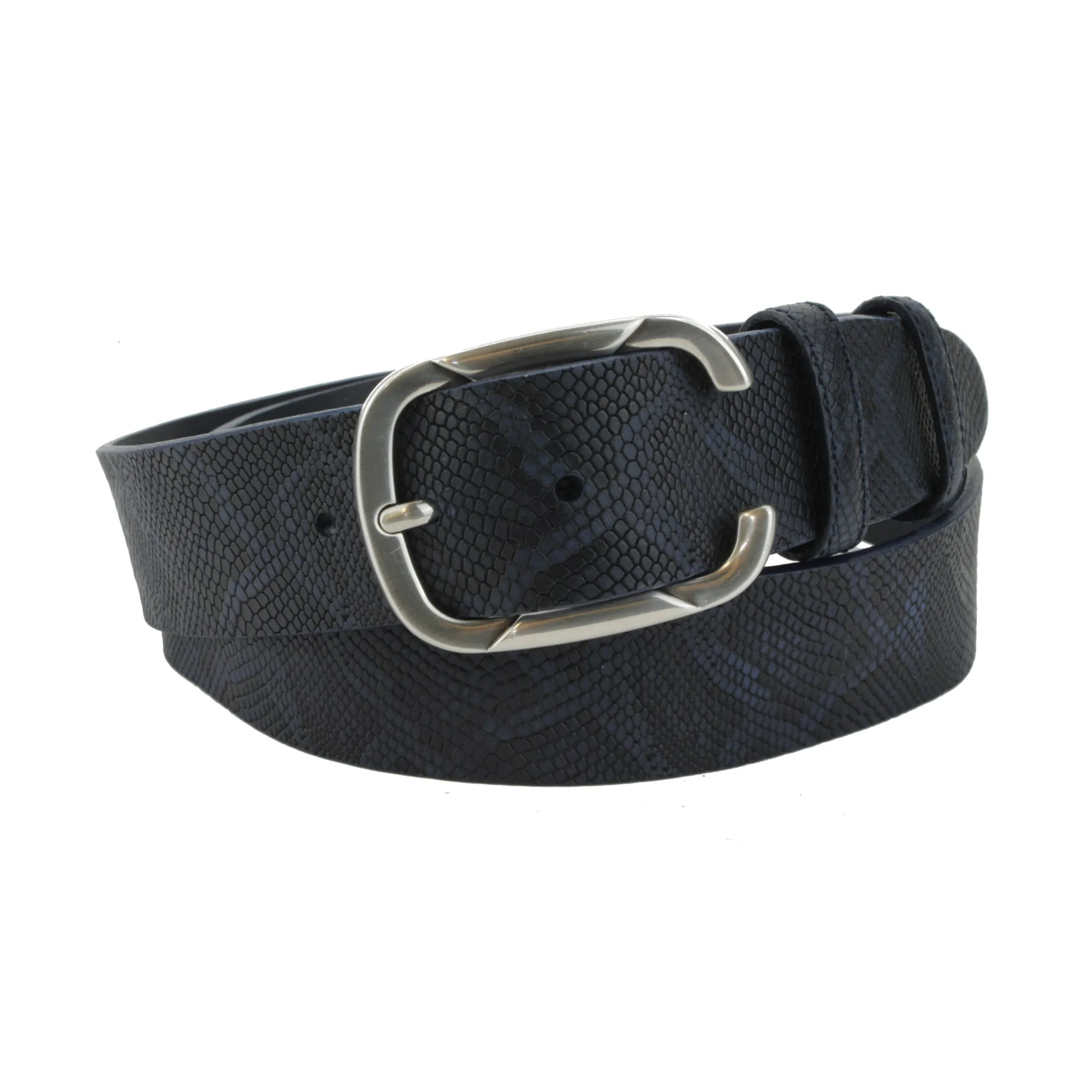 Deep Blue Python Texture Supple C Belt