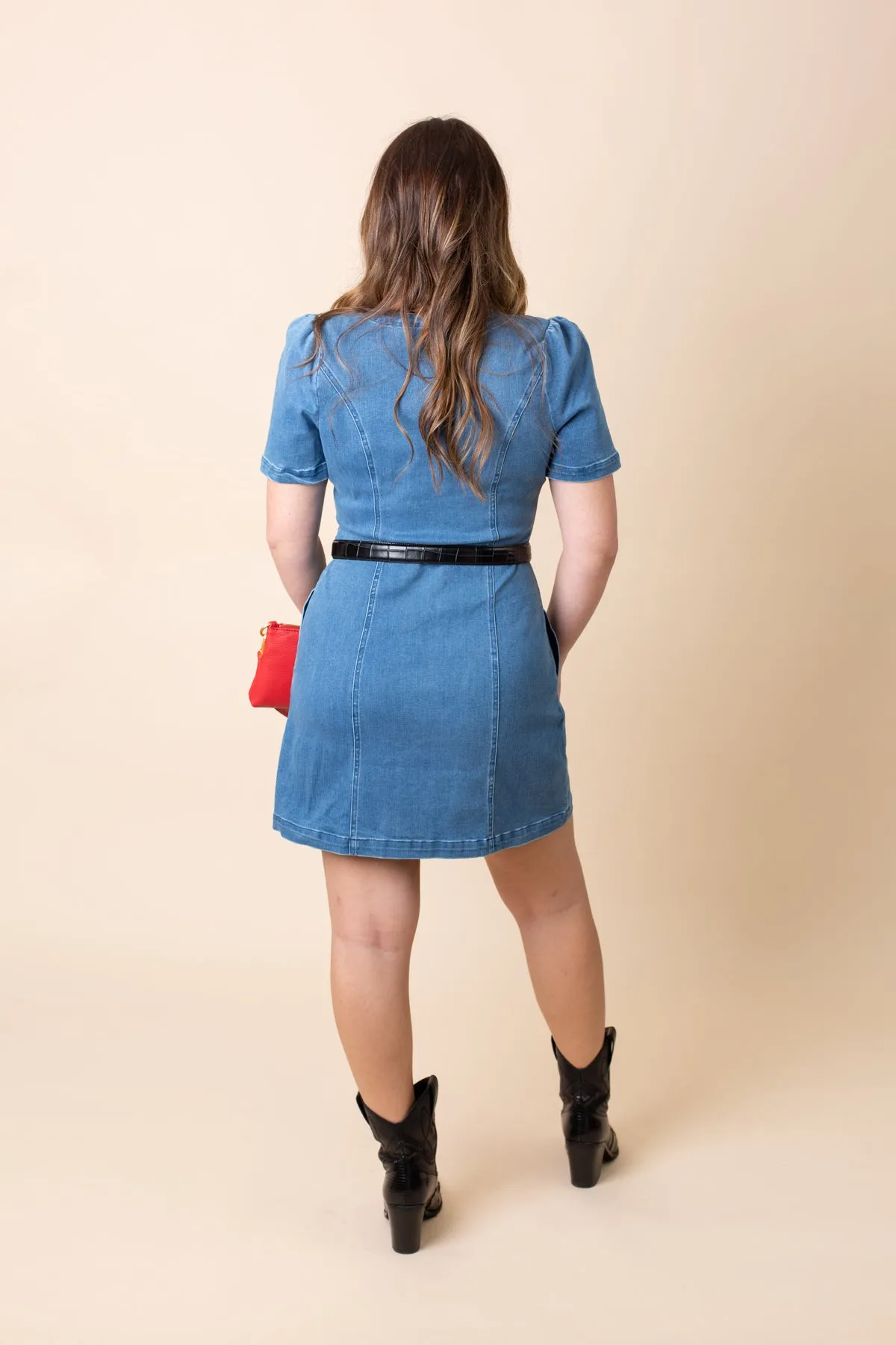 Denim V-Neck Dress