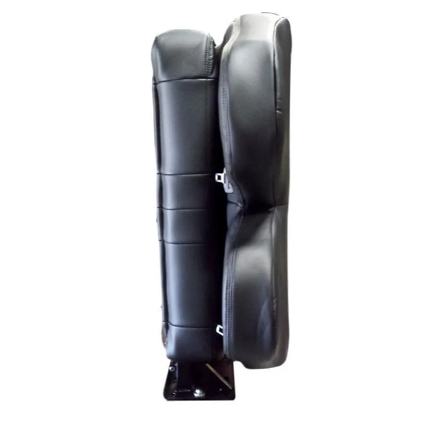 Double Bellagio Curbside Foldaway Bus Seat in Black Ultra Leather with 3PT Belts & CRS Hooks