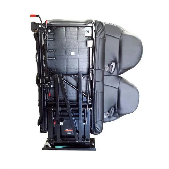 Double Bellagio Curbside Foldaway Bus Seat in Black Ultra Leather with 3PT Belts & CRS Hooks