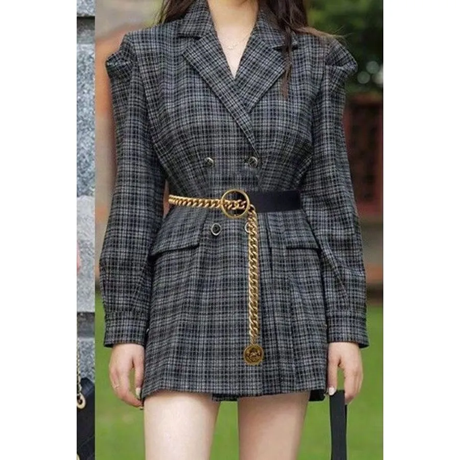 EleganceTie Chic Hanging-Buckle Slim PU Waistband