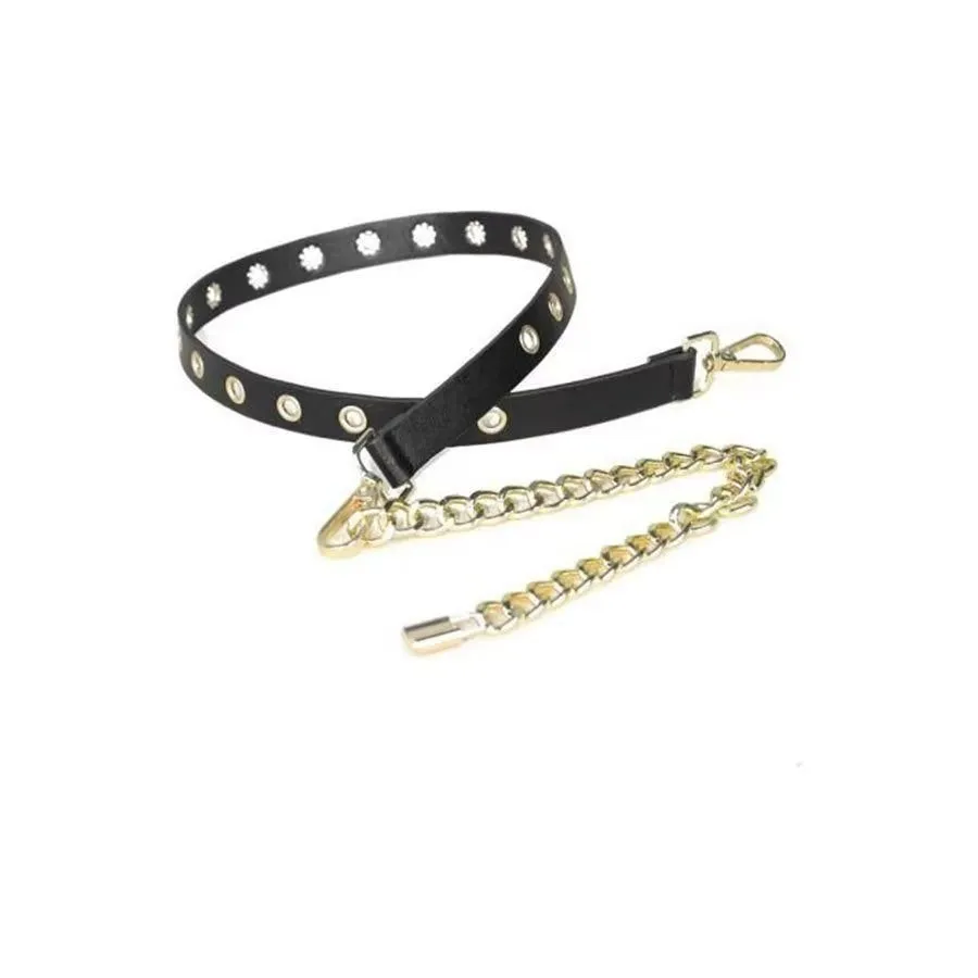 EleganceTie Chic Hanging-Buckle Slim PU Waistband