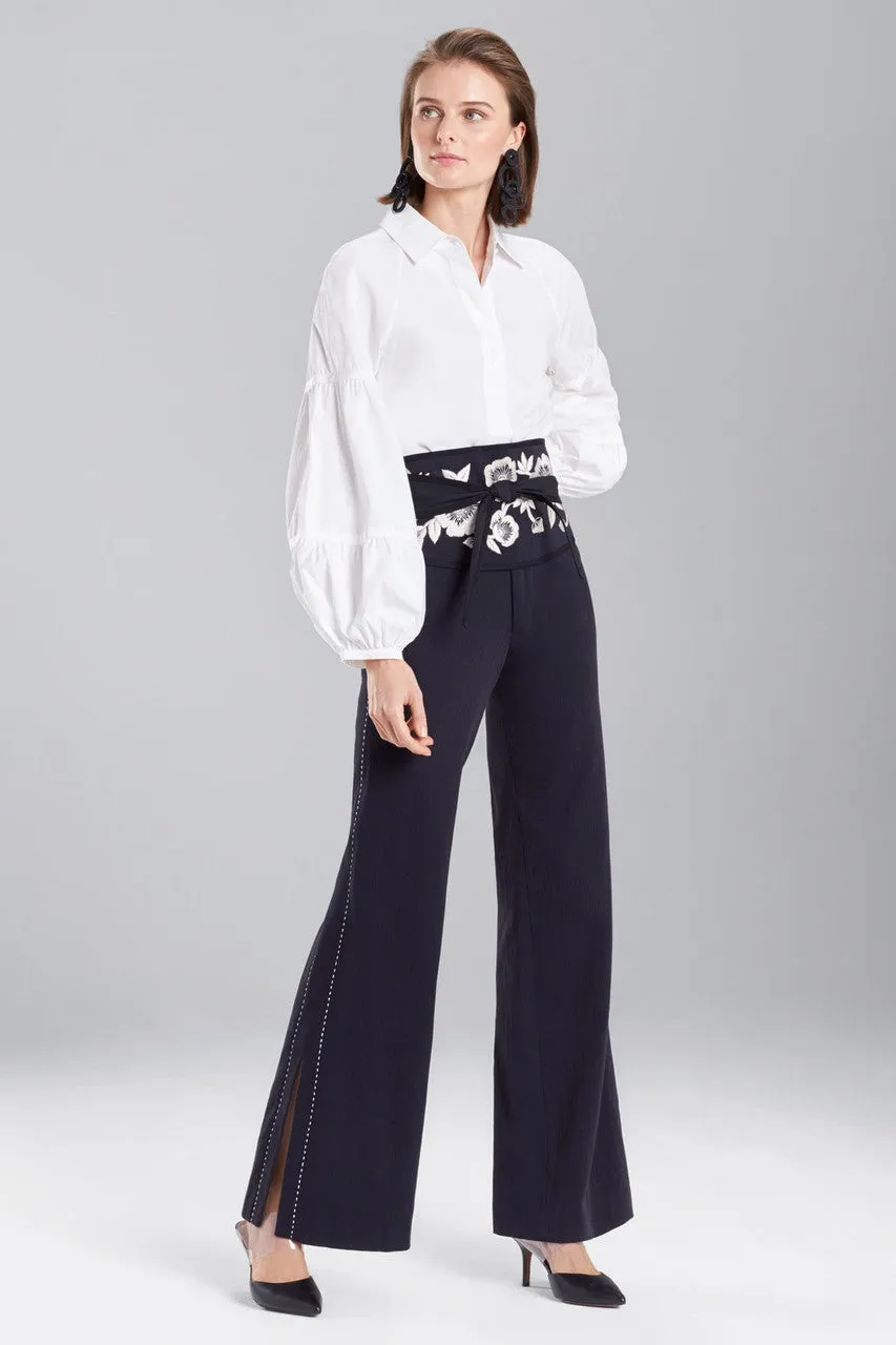Embroidered Denim Obi Belt