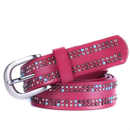 Fashion 100% Genuine Leather Belt women Pearl decoration cintos femininos Metal Pin Buckle Belts For Women