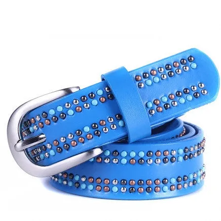 Fashion 100% Genuine Leather Belt women Pearl decoration cintos femininos Metal Pin Buckle Belts For Women