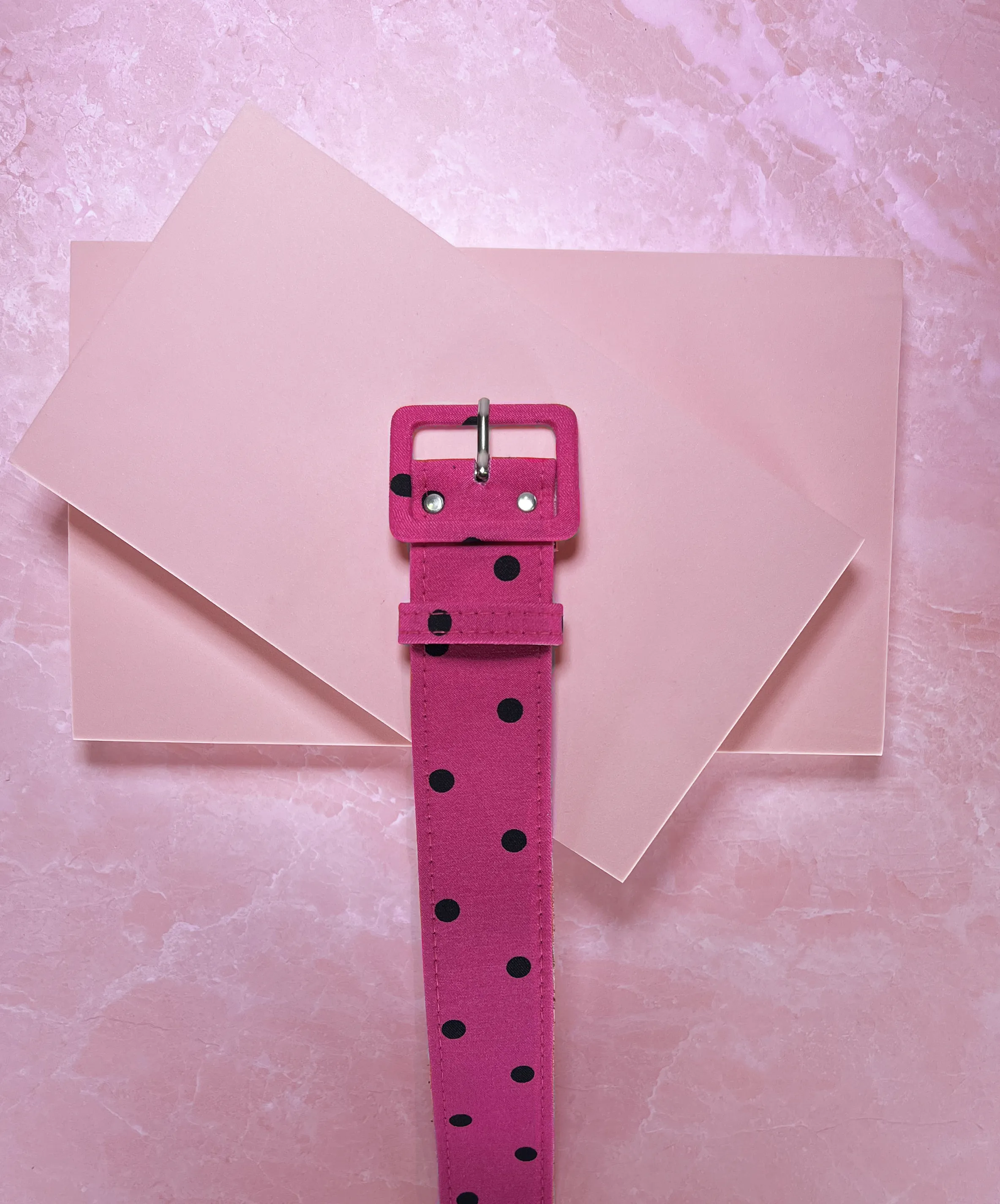 FINAL SALE - 1.5" Belt in Hot Pink and Black Polka Dot Bengaline - Vixen by Micheline Pitt