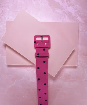 FINAL SALE - 1.5" Belt in Hot Pink and Black Polka Dot Bengaline - Vixen by Micheline Pitt