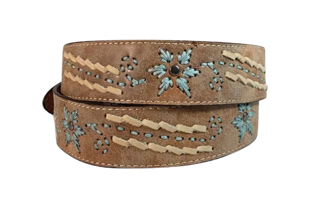 Gem Dandy Women's Tan Floral Turquoise Belt