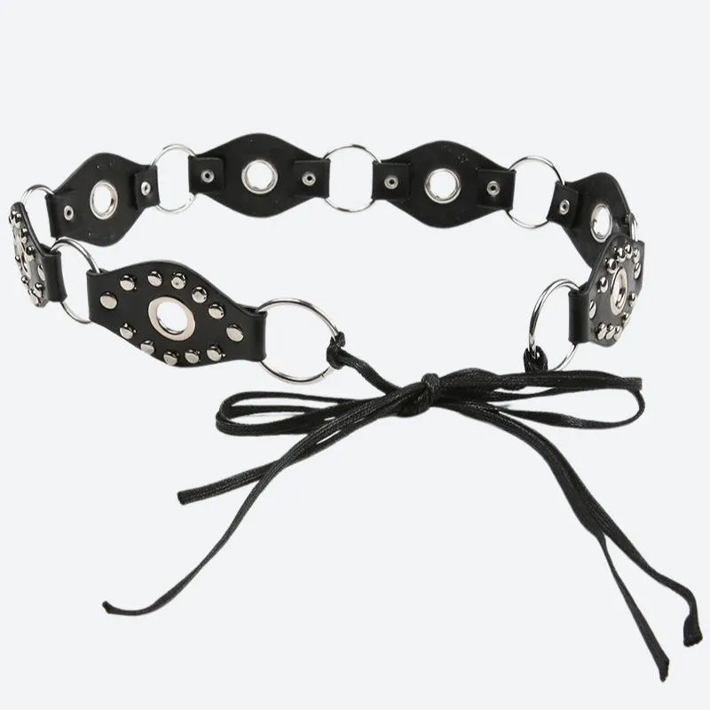 Grunge Faux Leather Lace Up Belt