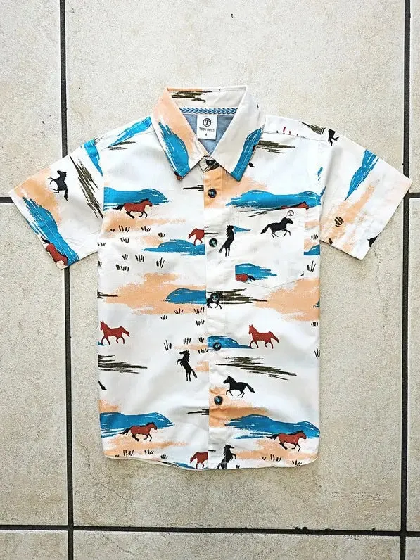 Hey Cowboy Boys Button Down Shirt