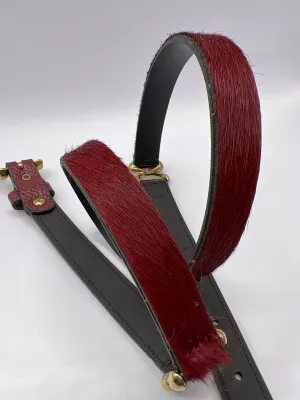 Horsy Dark Red Leather Belt with Gold Adornment