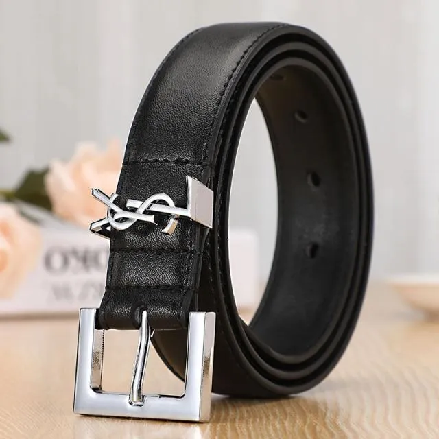 Leather Letter Belts Smooth Buckle Women Belt All-match Ladies Casual Belts Women Fashion Simple Chic Belts