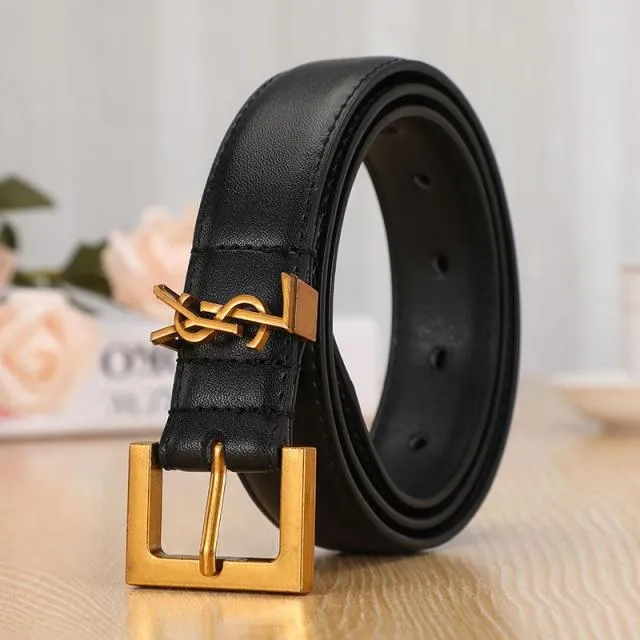 Leather Letter Belts Smooth Buckle Women Belt All-match Ladies Casual Belts Women Fashion Simple Chic Belts