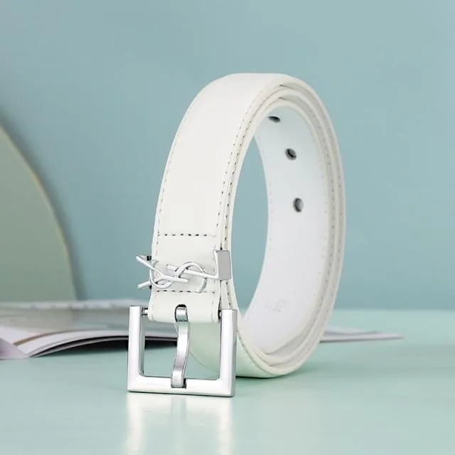 Leather Letter Belts Smooth Buckle Women Belt All-match Ladies Casual Belts Women Fashion Simple Chic Belts