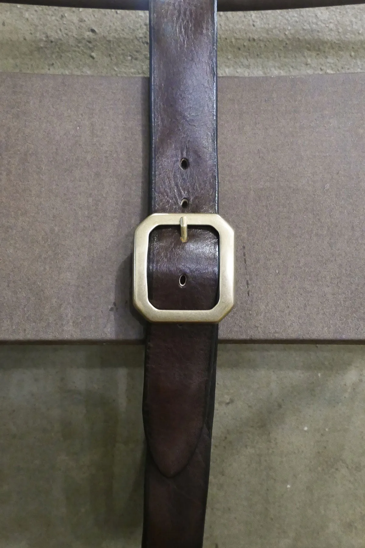 Luti - Type 933/40 Brass Buckle Leather Belt in Dark Brown