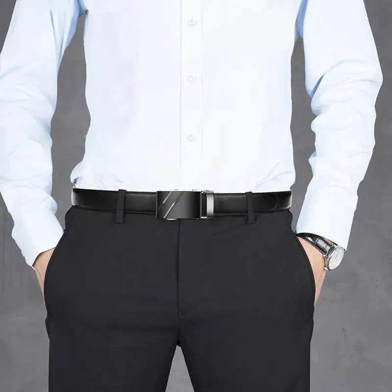 Luxury Automatic Buckle Leather Belt: Stylish Men's Strap for Sophisticated Looks