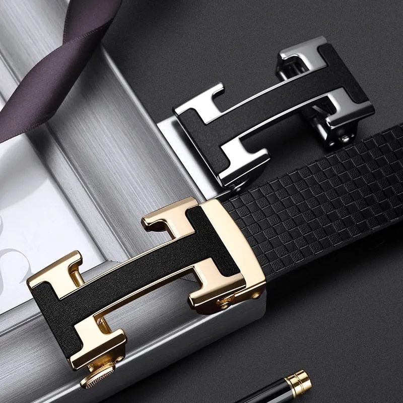 Luxury Plaid Pattern Bussiness Men Belt