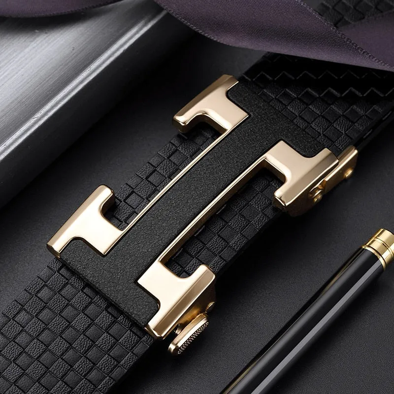 Luxury Plaid Pattern Bussiness Men Belt