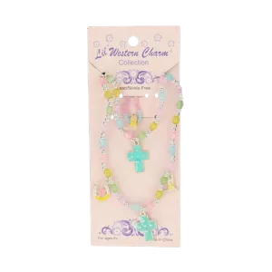 M&F Girl's Ringcross Multi Cross Necklace & Bracelet Set